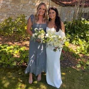 Claire midi dress ShowMeYourMumu Deep Sage Chiffon with all 3 bows size medium